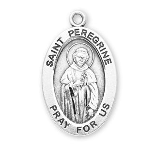 Sterling Silver Oval Shaped St. Peregrine Medal
