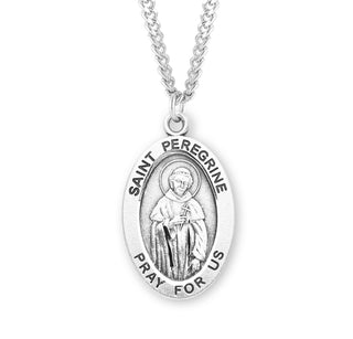 Sterling Silver Oval Shaped Saint Peregrine Medal
