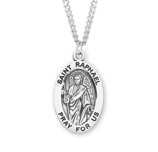Sterling Silver Oval Shaped St Raphael Medal