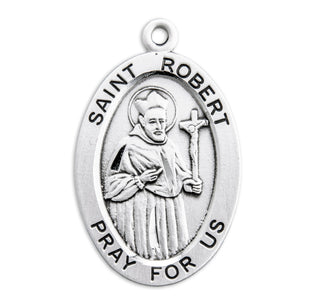 Sterling Silver Oval Shaped St. Robert Medal