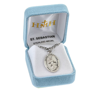 Sterling Silver Oval Shaped St. Sebastian Medal