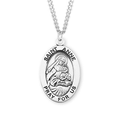 Sterling Silver Oval Shaped St. Anne Medal