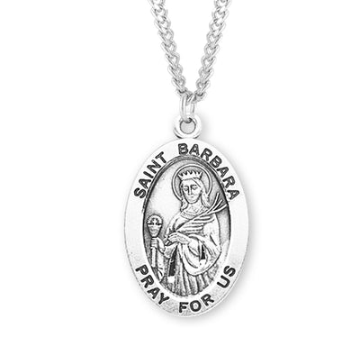 Sterling Silver Oval Shaped St. Barbara Medal