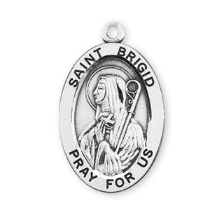 Sterling Silver Oval Shaped St. Brigid Medal
