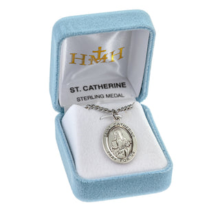 Sterling Silver Oval Shaped St. Catherine Medal