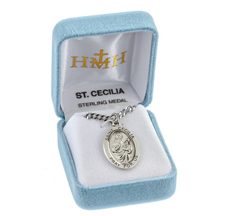 Sterling Silver Oval Shaped St. Cecilia Medal