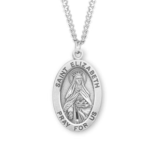 Sterling Silver Oval Shaped Saint Elizabeth Medal