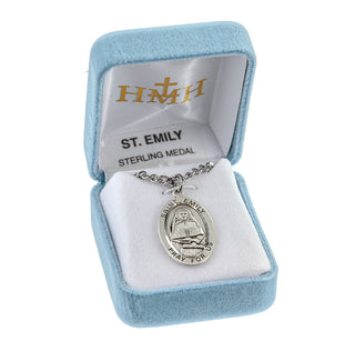 Sterling Silver Oval Shaped St. Emily Medal