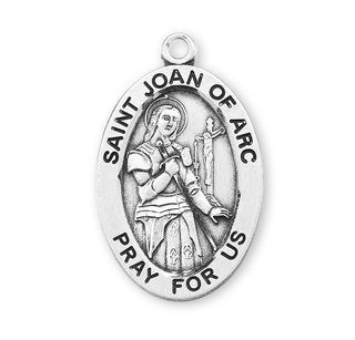 Sterling Silver Oval Shaped St. Joan of Arc Medal
