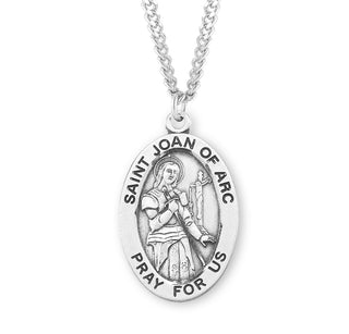 Sterling Silver Oval Shaped Saint Joan of Arc Medal