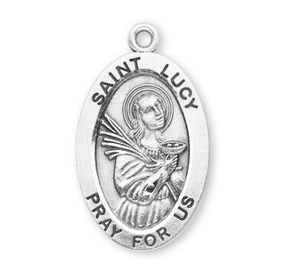 Sterling Silver Oval Shaped St. Lucy Medal