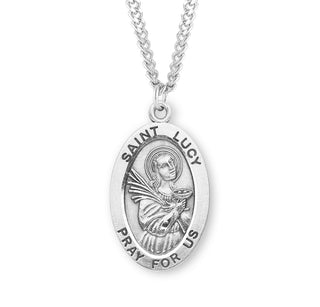 Sterling Silver Oval Shaped Saint Lucy Medal