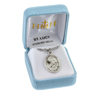 Sterling Silver Oval Shaped St. Lucy Medal