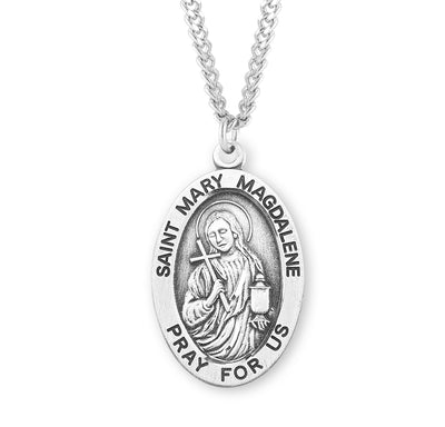 Sterling Silver Oval Shaped St. Mary Magdalene Medal