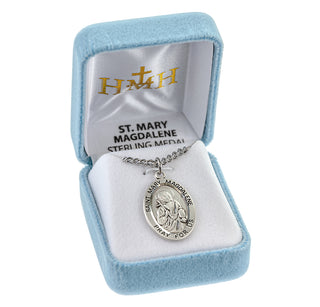 Sterling Silver Oval Shaped St. Mary Magdalene Medal