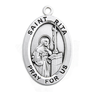 Sterling Silver Oval Shaped St. Rita Medal