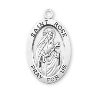 Sterling Silver Oval Shaped St. Rose Medal