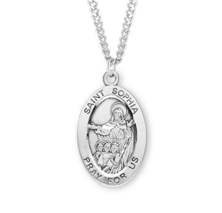 Sterling Silver Oval Shaped Saint Sophia Medal