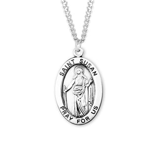 Sterling Silver Oval Shaped Saint Susan Medal
