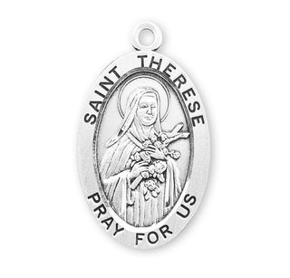 Sterling Silver Oval Shaped St. Therese Medal