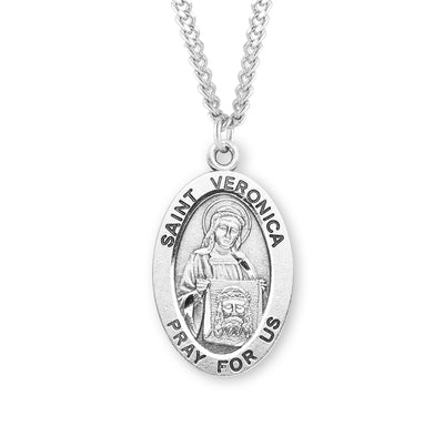 Sterling Silver Oval Shaped St. Veronica Medal