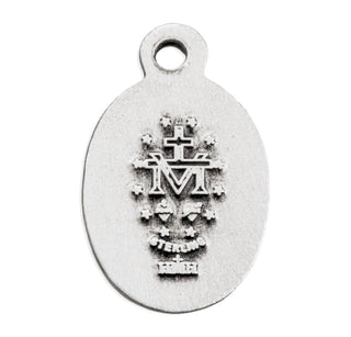 1/2-inch Sterling Silver Oval Miraculous Medal with 13-inch Chain