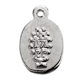 1/2-inch Sterling Silver Oval Blue Enamel Miraculous Medal with 13-inch Chain