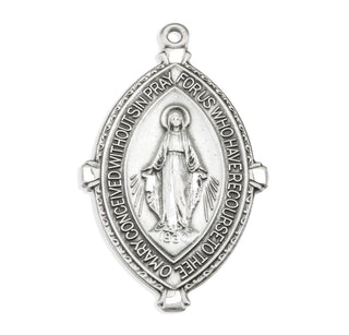1 3/8-inch Sterling Silver Miraculous Medal with 24-inch Chain