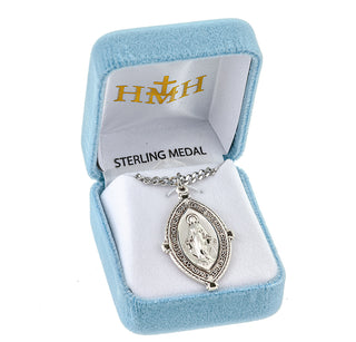 1 3/8-inch Sterling Silver Miraculous Medal with 24-inch Chain