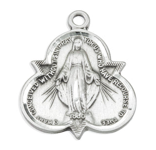 7/8-inch Sterling Silver Miraculous Medal with 18-inch Chain