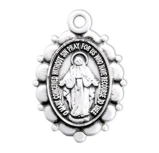 5/8-inch Sterling Silver Miraculous Medal with 18-inch Chain