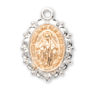 Sterling Silver Oval Two-Tone Miraculous Medal