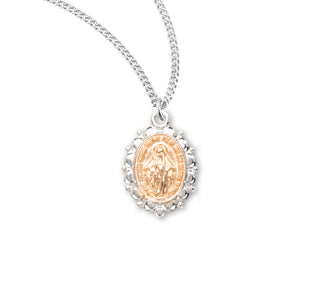 Sterling Silver Oval Two-Tone Miraculous Medal