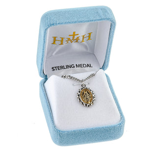 Sterling Silver Oval Two-Tone Miraculous Medal