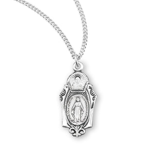 7 8 Inch Sterling Silver Miraculous And Scapular Medal With 18 Inch Chain