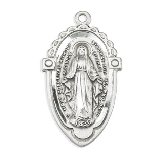 1-inch Sterling Silver Miraculous Medal with 18-inch Chain