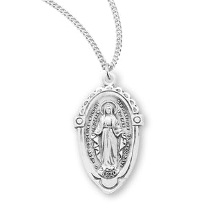 1 Inch Sterling Silver Miraculous Medal With 18 Inch Chain