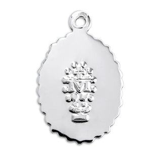 Sterling Silver Oval Pink Enameled Miraculous Medal