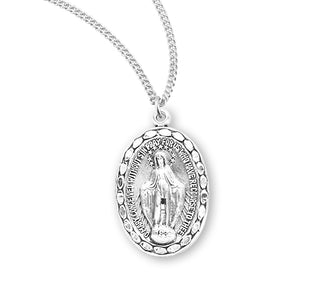 7 8 Inch Sterling Silver Oval Miraculous Medal With 18 Inch Chain 1