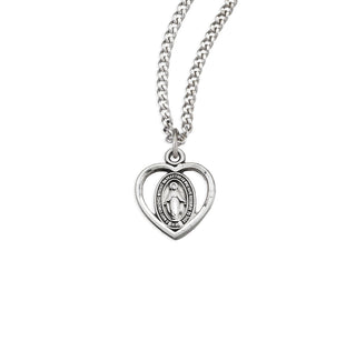 Sterling Silver Heart Shaped Miraculous Medal 2