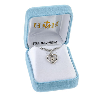 Sterling Silver Heart Shaped Miraculous Medal