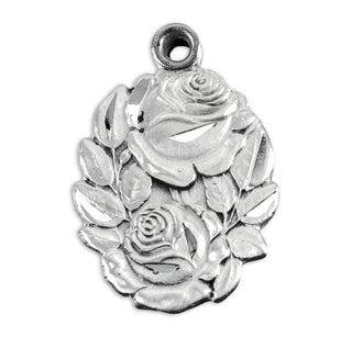 Sterling Silver Double Slide Rose Bud Miraculous Medal