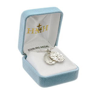 Sterling Silver Double Slide Rose Bud Miraculous Medal