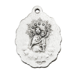 7/8-inch Sterling Silver Scapular Medal with Finest Austrian Crystal Ruby Stones 18-inch Chain