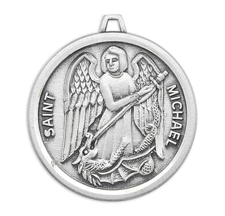 Sterling Silver Circular Shaped St. Michael Medal