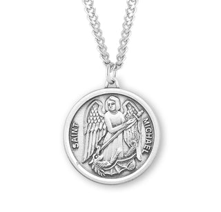 Sterling Silver Circular Shaped St Michael Medal 1