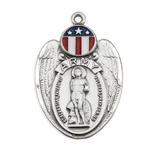 Sterling Silver St. Sebastian Army Shield Medal