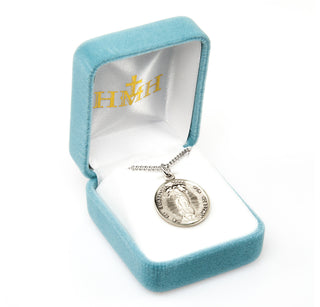 15/16-inch Round Sterling Silver Our Lady of Guadalupe Medal with 18-inch Chain