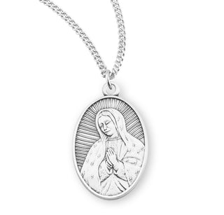 1 Inch Round Sterling Silver Our Lady Of Guadalupe Medal With 18 Inch Chain