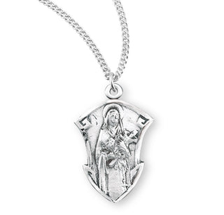 13 16 Inch Sterling Silver St Therese Medal With 18 Inch Chain